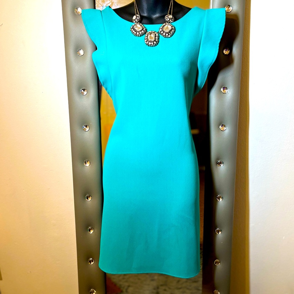 Blue aqua teal dress size large
